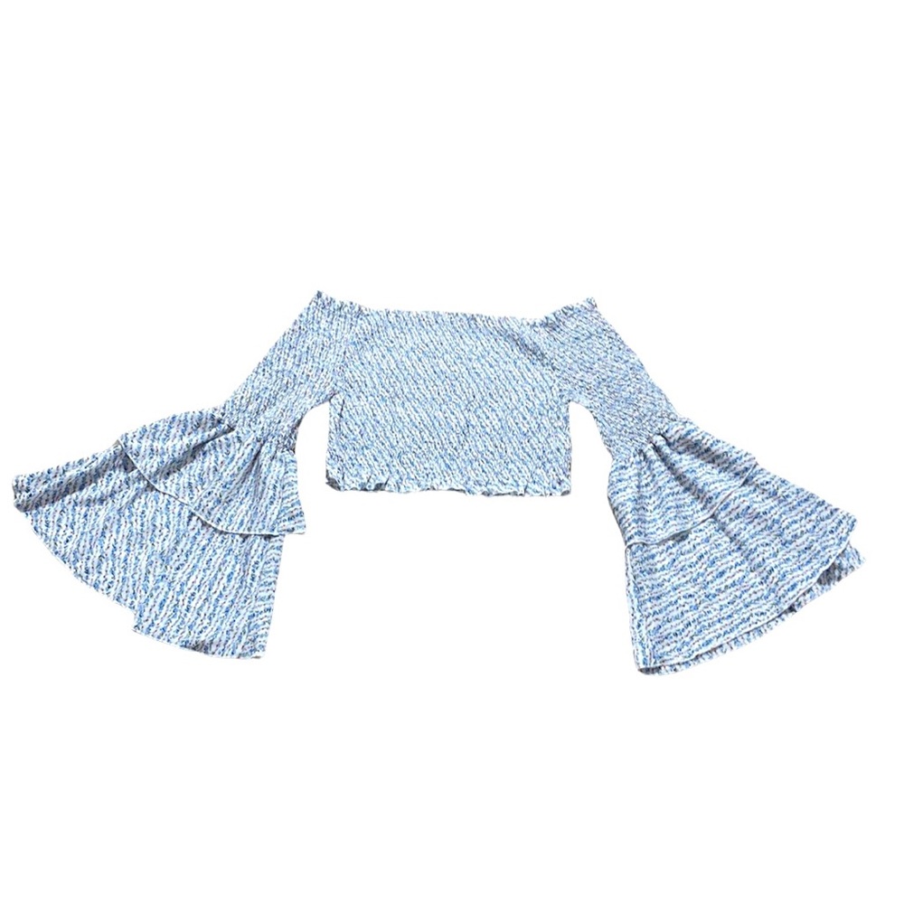Floral Boho Elastic Bodice Off the Shoulder Crop Top M